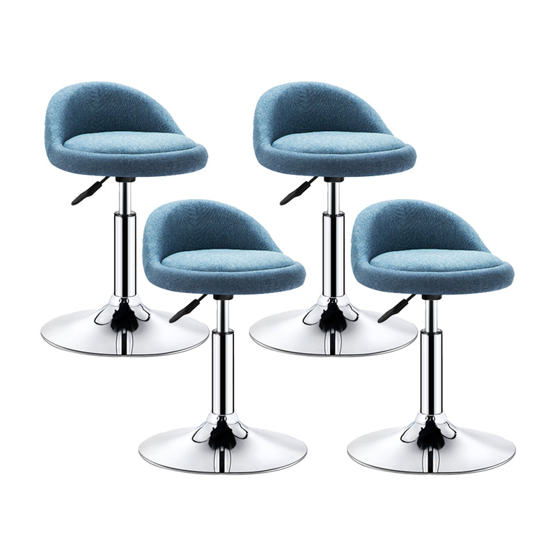 Modern Armless Backrest Counter Stool Steel Bedroom Bar Stool with Cushion Dark Blue 4 Piece Set Clearhalo 'Bar Furniture' 'Bar Stools' 'bar_stools' 'furn' 'furn_bar_stools' 'furniture_bar_stools' 'Kitchen & Dining Furniture' 'kitchen&dining_furn' 'kitchen' 'kitchen_furn' Furniture' 4401118