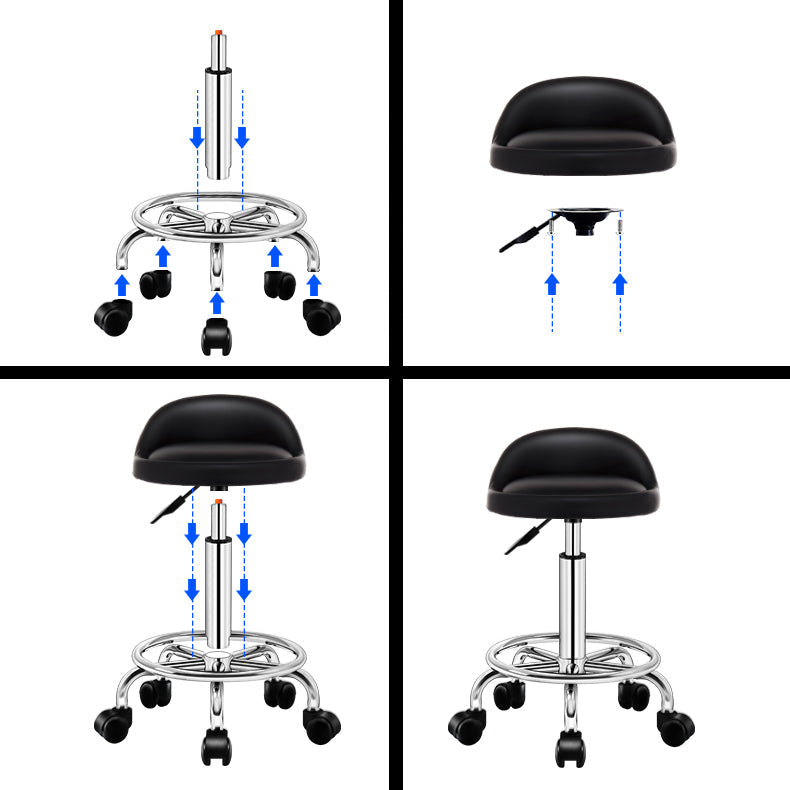 Modern Armless Backrest Counter Stool Steel Bedroom Bar Stool with Cushion Clearhalo 'Bar Furniture' 'Bar Stools' 'bar_stools' 'furn' 'furn_bar_stools' 'furniture_bar_stools' 'Kitchen & Dining Furniture' 'kitchen&dining_furn' 'kitchen' 'kitchen_furn' Furniture' 4401119