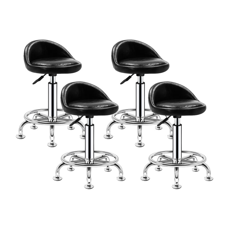 Modern Armless Backrest Counter Stool Steel Bedroom Bar Stool with Cushion Textured Black 4 Piece Set Clearhalo 'Bar Furniture' 'Bar Stools' 'bar_stools' 'furn' 'furn_bar_stools' 'furniture_bar_stools' 'Kitchen & Dining Furniture' 'kitchen&dining_furn' 'kitchen' 'kitchen_furn' Furniture' 4401123