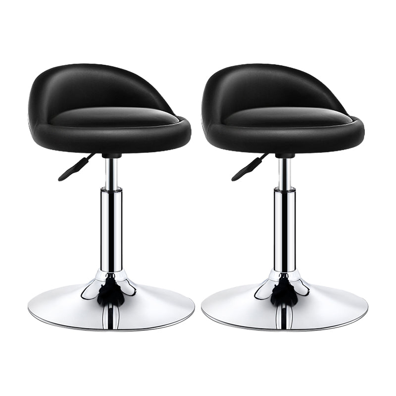 Modern Armless Backrest Counter Stool Steel Bedroom Bar Stool with Cushion Black-Silver 2 Piece Set Clearhalo 'Bar Furniture' 'Bar Stools' 'bar_stools' 'furn' 'furn_bar_stools' 'furniture_bar_stools' 'Kitchen & Dining Furniture' 'kitchen&dining_furn' 'kitchen' 'kitchen_furn' Furniture' 4401126