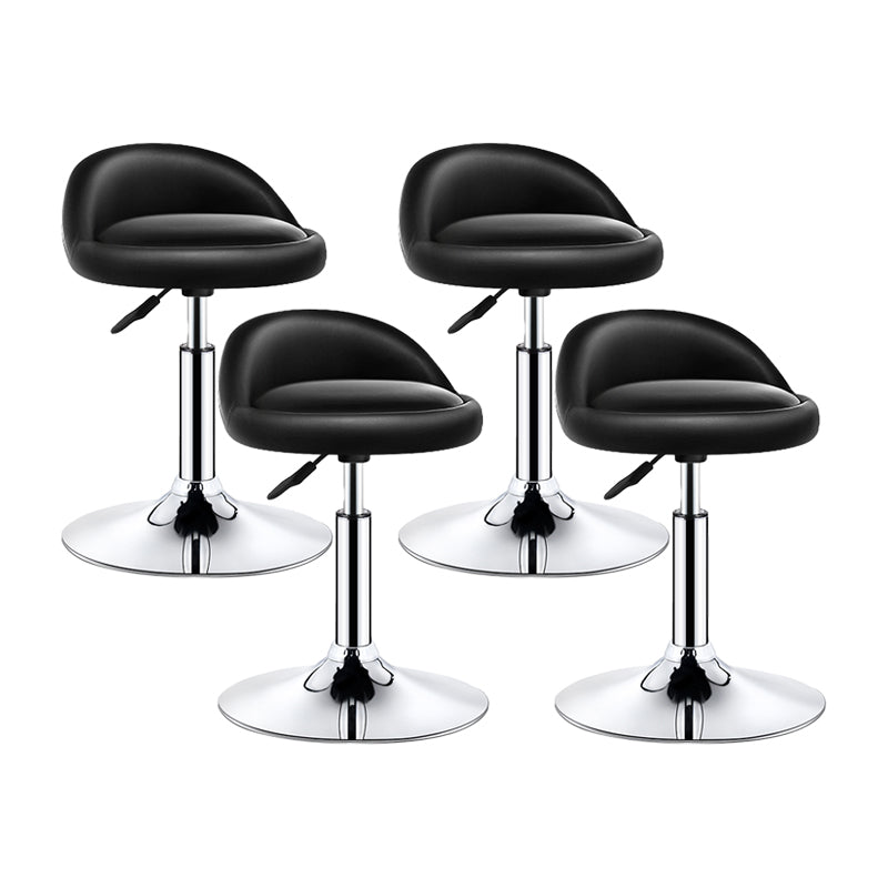 Modern Armless Backrest Counter Stool Steel Bedroom Bar Stool with Cushion Black-Silver 4 Piece Set Clearhalo 'Bar Furniture' 'Bar Stools' 'bar_stools' 'furn' 'furn_bar_stools' 'furniture_bar_stools' 'Kitchen & Dining Furniture' 'kitchen&dining_furn' 'kitchen' 'kitchen_furn' Furniture' 4401127