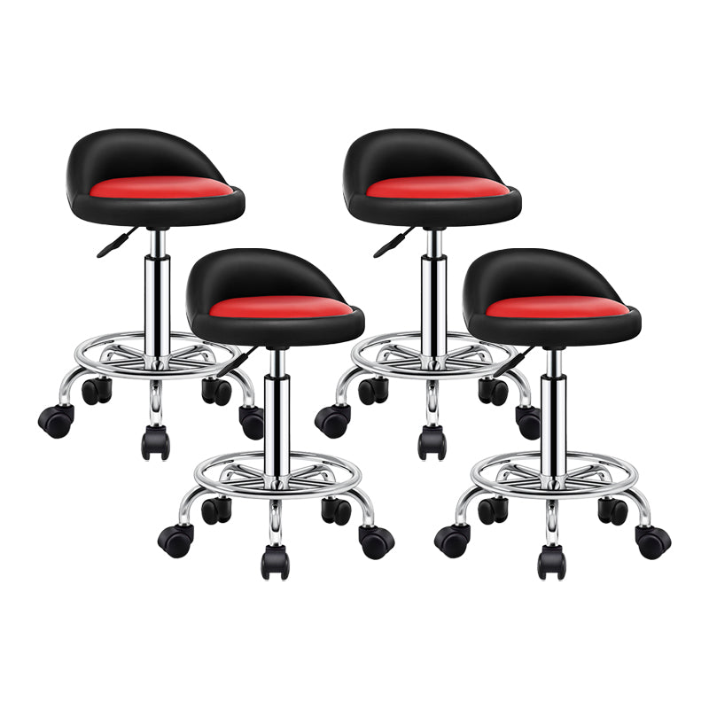 Modern Armless Backrest Counter Stool Steel Bedroom Bar Stool with Cushion Red-Black 4 Piece Set Clearhalo 'Bar Furniture' 'Bar Stools' 'bar_stools' 'furn' 'furn_bar_stools' 'furniture_bar_stools' 'Kitchen & Dining Furniture' 'kitchen&dining_furn' 'kitchen' 'kitchen_furn' Furniture' 4401130
