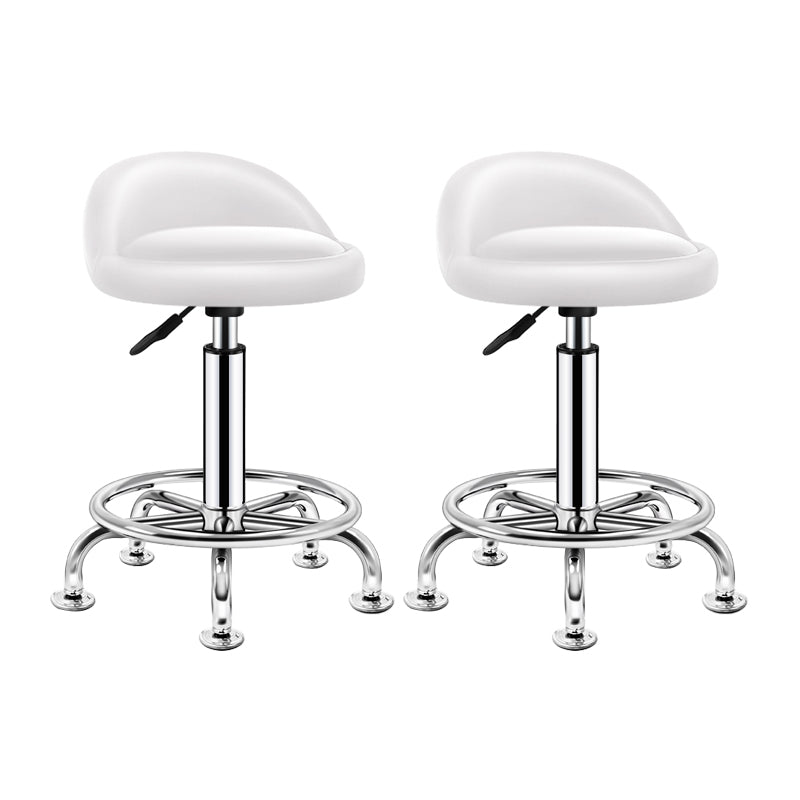 Modern Armless Backrest Counter Stool Steel Bedroom Bar Stool with Cushion Gloss White 2 Piece Set Clearhalo 'Bar Furniture' 'Bar Stools' 'bar_stools' 'furn' 'furn_bar_stools' 'furniture_bar_stools' 'Kitchen & Dining Furniture' 'kitchen&dining_furn' 'kitchen' 'kitchen_furn' Furniture' 4401132