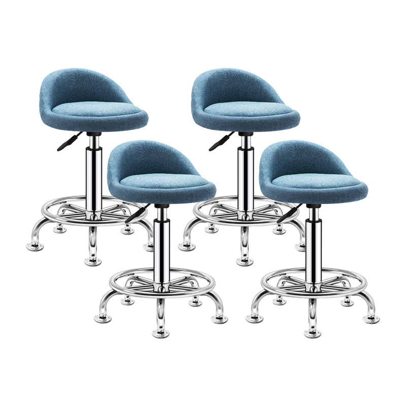 Modern Armless Backrest Counter Stool Steel Bedroom Bar Stool with Cushion Light Blue 4 Piece Set Clearhalo 'Bar Furniture' 'Bar Stools' 'bar_stools' 'furn' 'furn_bar_stools' 'furniture_bar_stools' 'Kitchen & Dining Furniture' 'kitchen&dining_furn' 'kitchen' 'kitchen_furn' Furniture' 4401136