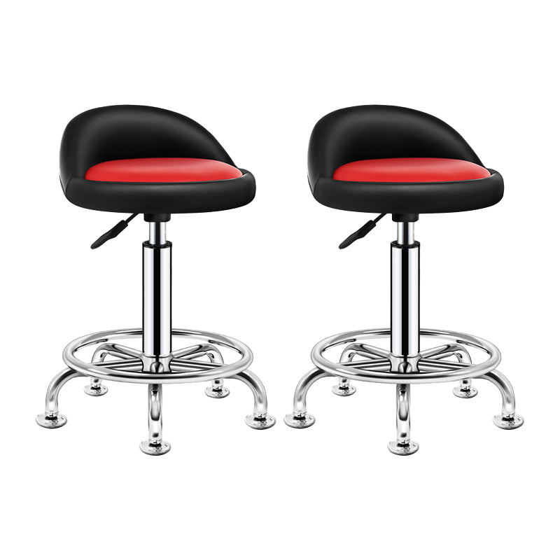 Modern Armless Backrest Counter Stool Steel Bedroom Bar Stool with Cushion Rose Red-Black 2 Piece Set Clearhalo 'Bar Furniture' 'Bar Stools' 'bar_stools' 'furn' 'furn_bar_stools' 'furniture_bar_stools' 'Kitchen & Dining Furniture' 'kitchen&dining_furn' 'kitchen' 'kitchen_furn' Furniture' 4401141