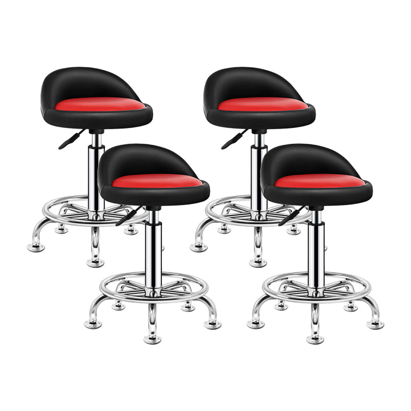 Modern Armless Backrest Counter Stool Steel Bedroom Bar Stool with Cushion Rose Red-Black 4 Piece Set Clearhalo 'Bar Furniture' 'Bar Stools' 'bar_stools' 'furn' 'furn_bar_stools' 'furniture_bar_stools' 'Kitchen & Dining Furniture' 'kitchen&dining_furn' 'kitchen' 'kitchen_furn' Furniture' 4401142