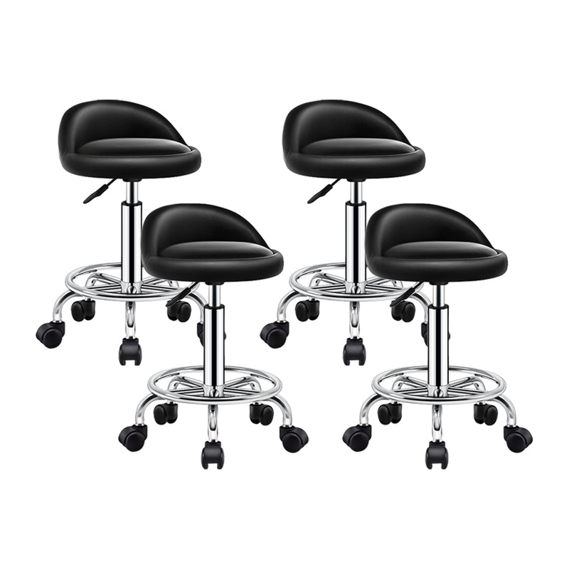 Modern Armless Backrest Counter Stool Steel Bedroom Bar Stool with Cushion Black 4 Piece Set Clearhalo 'Bar Furniture' 'Bar Stools' 'bar_stools' 'furn' 'furn_bar_stools' 'furniture_bar_stools' 'Kitchen & Dining Furniture' 'kitchen&dining_furn' 'kitchen' 'kitchen_furn' Furniture' 4401145