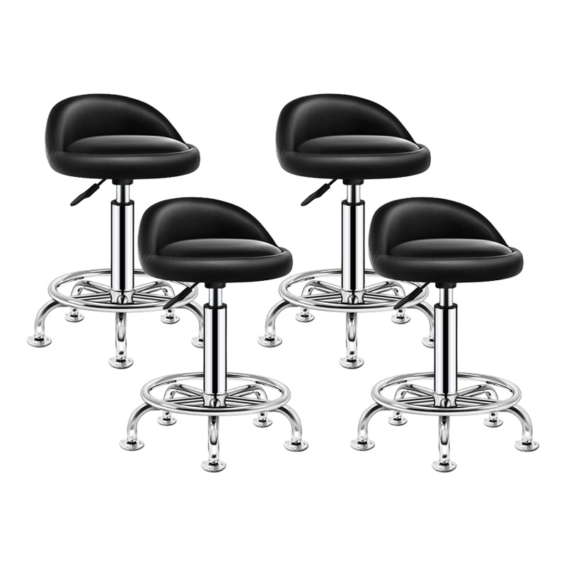 Modern Armless Backrest Counter Stool Steel Bedroom Bar Stool with Cushion Matte Black 4 Piece Set Clearhalo 'Bar Furniture' 'Bar Stools' 'bar_stools' 'furn' 'furn_bar_stools' 'furniture_bar_stools' 'Kitchen & Dining Furniture' 'kitchen&dining_furn' 'kitchen' 'kitchen_furn' Furniture' 4401148