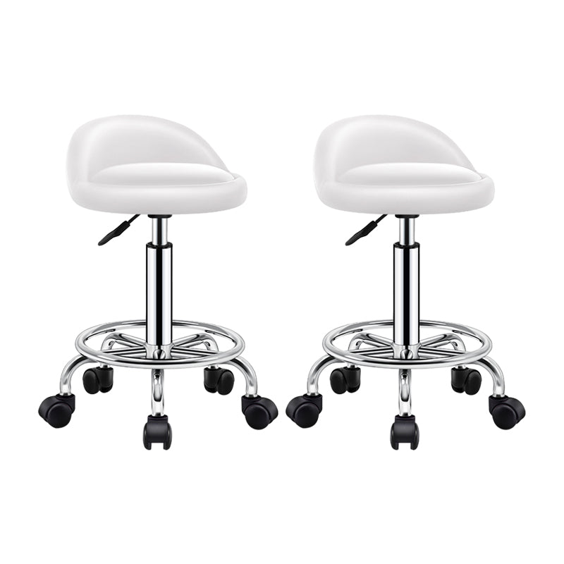 Modern Armless Backrest Counter Stool Steel Bedroom Bar Stool with Cushion White 2 Piece Set Clearhalo 'Bar Furniture' 'Bar Stools' 'bar_stools' 'furn' 'furn_bar_stools' 'furniture_bar_stools' 'Kitchen & Dining Furniture' 'kitchen&dining_furn' 'kitchen' 'kitchen_furn' Furniture' 4401150