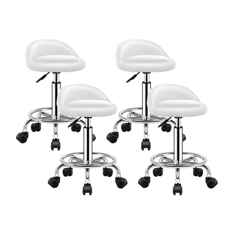 Modern Armless Backrest Counter Stool Steel Bedroom Bar Stool with Cushion White 4 Piece Set Clearhalo 'Bar Furniture' 'Bar Stools' 'bar_stools' 'furn' 'furn_bar_stools' 'furniture_bar_stools' 'Kitchen & Dining Furniture' 'kitchen&dining_furn' 'kitchen' 'kitchen_furn' Furniture' 4401151