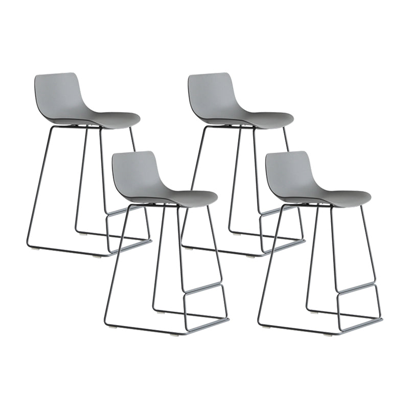 Modern Metal Plastic Bar Stools Indoor Barstool with Iron Legs and Low Back Grey 4 Piece Set Counter Stool (24"H) Clearhalo 'Bar Furniture' 'Bar Stools' 'bar_stools' 'furn' 'furn_bar_stools' 'furniture_bar_stools' 'Kitchen & Dining Furniture' 'kitchen&dining_furn' 'kitchen' 'kitchen_furn' Furniture' 4401195