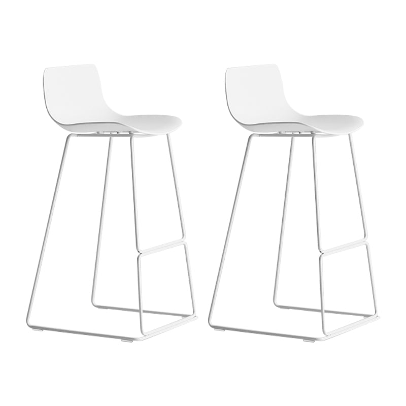 Modern Metal Plastic Bar Stools Indoor Barstool with Iron Legs and Low Back White 2 Piece Set Bar Stool(30"H) Clearhalo 'Bar Furniture' 'Bar Stools' 'bar_stools' 'furn' 'furn_bar_stools' 'furniture_bar_stools' 'Kitchen & Dining Furniture' 'kitchen&dining_furn' 'kitchen' 'kitchen_furn' Furniture' 4401203