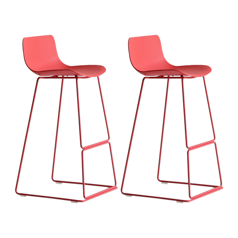 Modern Metal Plastic Bar Stools Indoor Barstool with Iron Legs and Low Back Coral 2 Piece Set Bar Stool(30"H) Clearhalo 'Bar Furniture' 'Bar Stools' 'bar_stools' 'furn' 'furn_bar_stools' 'furniture_bar_stools' 'Kitchen & Dining Furniture' 'kitchen&dining_furn' 'kitchen' 'kitchen_furn' Furniture' 4401206