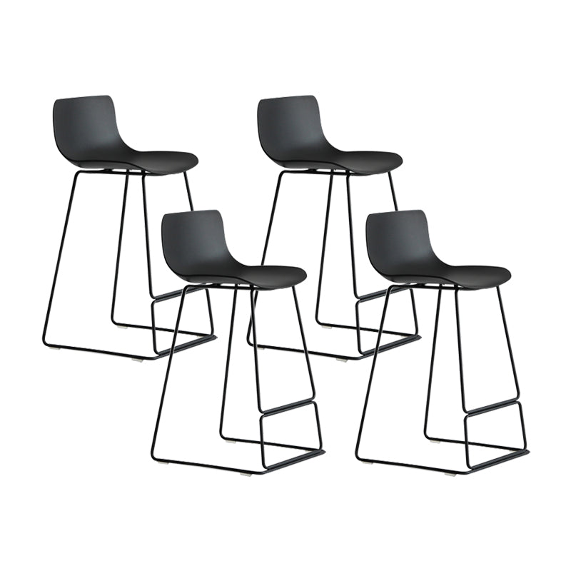 Modern Metal Plastic Bar Stools Indoor Barstool with Iron Legs and Low Back Black 4 Piece Set Counter Stool(26"H) Clearhalo 'Bar Furniture' 'Bar Stools' 'bar_stools' 'furn' 'furn_bar_stools' 'furniture_bar_stools' 'Kitchen & Dining Furniture' 'kitchen&dining_furn' 'kitchen' 'kitchen_furn' Furniture' 4401210