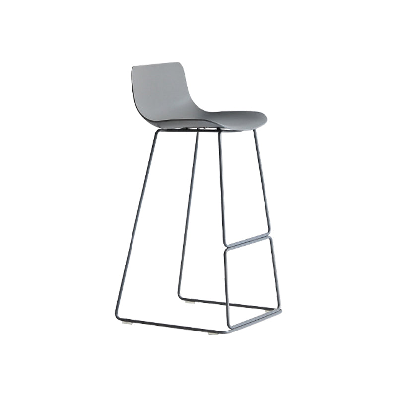 Modern Metal Plastic Bar Stools Indoor Barstool with Iron Legs and Low Back Grey 1 Piece Bar Stool(30"H) Clearhalo 'Bar Furniture' 'Bar Stools' 'bar_stools' 'furn' 'furn_bar_stools' 'furniture_bar_stools' 'Kitchen & Dining Furniture' 'kitchen&dining_furn' 'kitchen' 'kitchen_furn' Furniture' 4401211