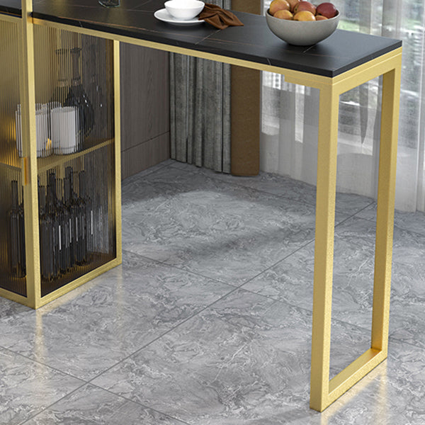 Glam Style Stone Top Counter Table 42-inch Height Table with Wine Rack for Dining Room Clearhalo 'Bar Furniture' 'Bar Tables' 'bar_tables' 'furn' 'furn_bar_tables' 'Furniture' 'furniture_bar_tables' 'Kitchen & Dining Furniture' 4401268