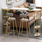 Glam Gold Iron Bar Table Faux Marble Specialty Top 41.3"H Bistro Table with Storage 78.7"L x 15.7"W x 41.3"H White Without Chairs Clearhalo 'Bar Furniture' 'Bar Tables' 'bar_tables' 'furn' 'furn_bar_tables' 'Furniture' 'furniture_bar_tables' 'Kitchen & Dining Furniture' 4401272