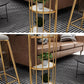 Glam Gold Iron Bar Table Faux Marble Specialty Top 41.3"H Bistro Table with Storage Clearhalo 'Bar Furniture' 'Bar Tables' 'bar_tables' 'furn' 'furn_bar_tables' 'Furniture' 'furniture_bar_tables' 'Kitchen & Dining Furniture' 4401278