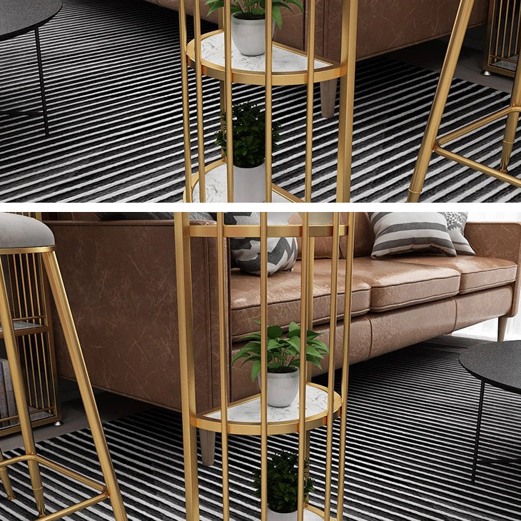 Glam Gold Iron Bar Table Faux Marble Specialty Top 41.3"H Bistro Table with Storage Clearhalo 'Bar Furniture' 'Bar Tables' 'bar_tables' 'furn' 'furn_bar_tables' 'Furniture' 'furniture_bar_tables' 'Kitchen & Dining Furniture' 4401278