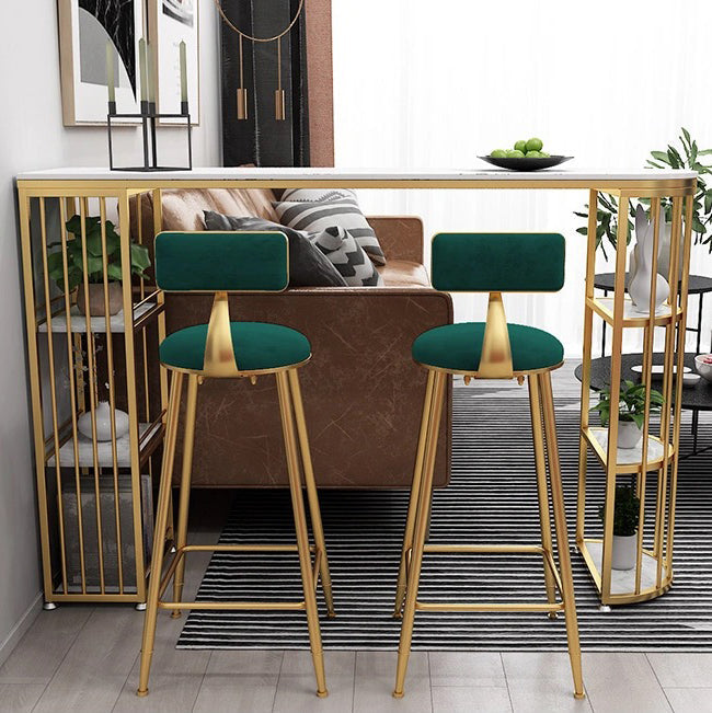 Glam Gold Iron Bar Table Faux Marble Specialty Top 41.3"H Bistro Table with Storage Clearhalo 'Bar Furniture' 'Bar Tables' 'bar_tables' 'furn' 'furn_bar_tables' 'Furniture' 'furniture_bar_tables' 'Kitchen & Dining Furniture' 4401282