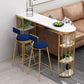 Glam Gold Iron Bar Table Faux Marble Specialty Top 41.3"H Bistro Table with Storage Clearhalo 'Bar Furniture' 'Bar Tables' 'bar_tables' 'furn' 'furn_bar_tables' 'Furniture' 'furniture_bar_tables' 'Kitchen & Dining Furniture' 4401283