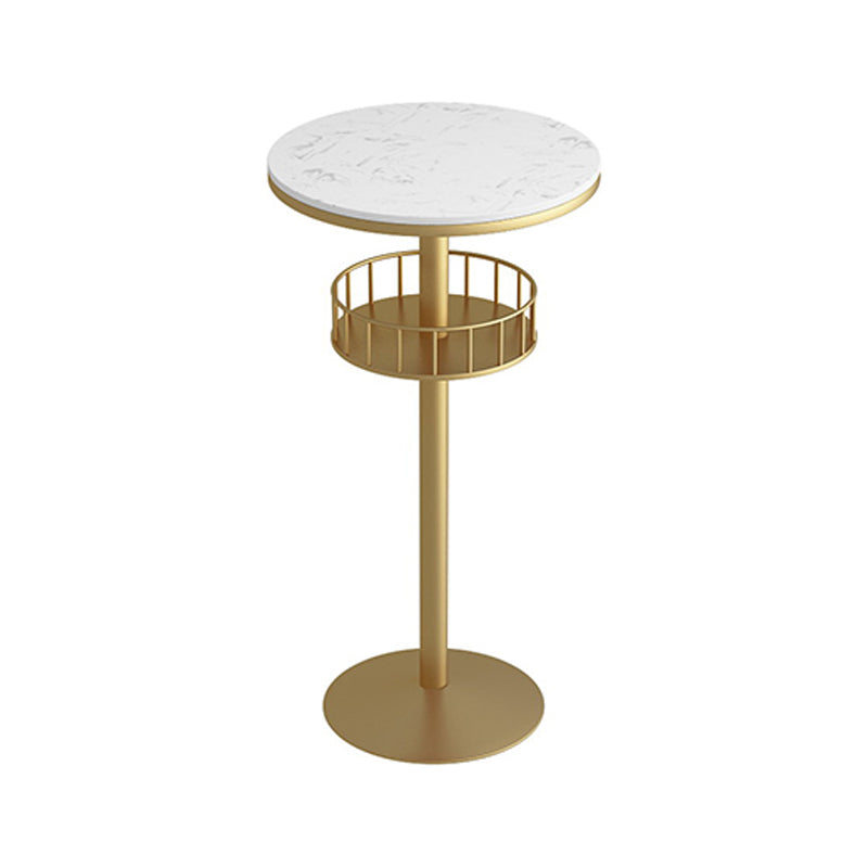 Round Shape Top Bar Table Metal Base Pub Table with Storage Shelves for Indoor Clearhalo 'Bar Furniture' 'Bar Tables' 'bar_tables' 'furn' 'furn_bar_tables' 'Furniture' 'furniture_bar_tables' 'Kitchen & Dining Furniture' 4401293