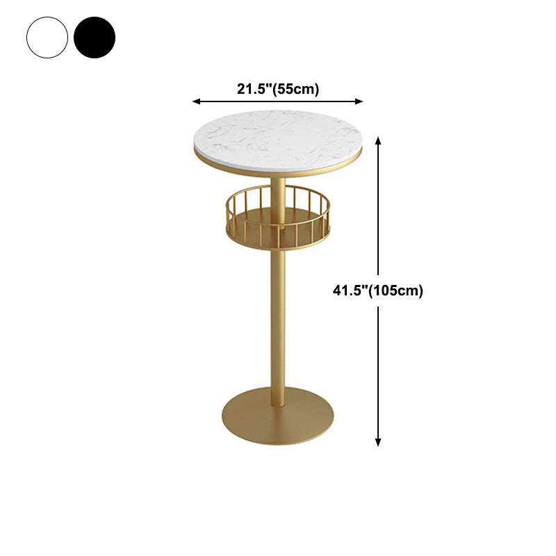 Round Shape Top Bar Table Metal Base Pub Table with Storage Shelves for Indoor Clearhalo 'Bar Furniture' 'Bar Tables' 'bar_tables' 'furn' 'furn_bar_tables' 'Furniture' 'furniture_bar_tables' 'Kitchen & Dining Furniture' 4401295