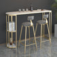 Gorgeous Bar Table Stone Top Gold Base Pub Table with Shelf for Living Room, Only Table 55.1"L x 15.7"W x 41.3"H White Without Chairs Clearhalo 'Bar Furniture' 'Bar Tables' 'bar_tables' 'furn' 'furn_bar_tables' 'Furniture' 'furniture_bar_tables' 'Kitchen & Dining Furniture' 4401298