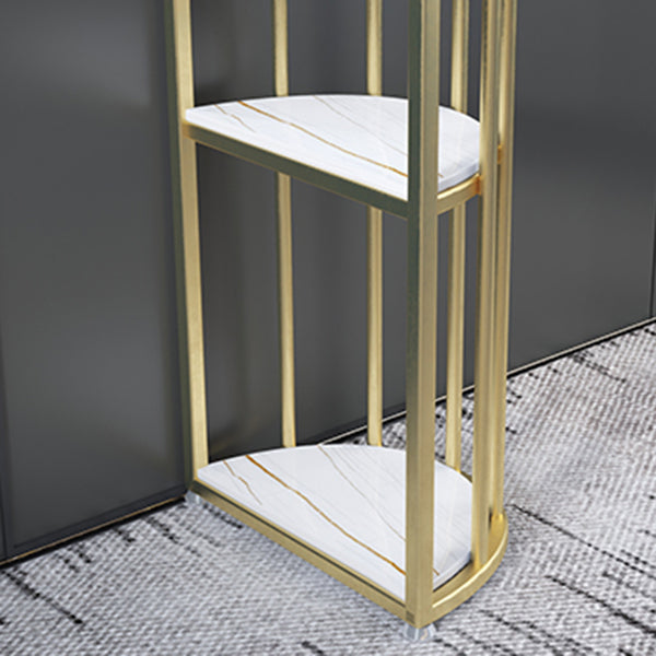 Gorgeous Bar Table Stone Top Gold Base Pub Table with Shelf for Living Room, Only Table Clearhalo 'Bar Furniture' 'Bar Tables' 'bar_tables' 'furn' 'furn_bar_tables' 'Furniture' 'furniture_bar_tables' 'Kitchen & Dining Furniture' 4401301