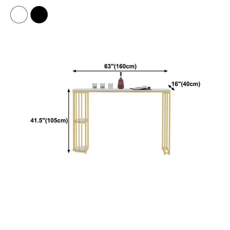 Gorgeous Bar Table Stone Top Gold Base Pub Table with Shelf for Living Room, Only Table Clearhalo 'Bar Furniture' 'Bar Tables' 'bar_tables' 'furn' 'furn_bar_tables' 'Furniture' 'furniture_bar_tables' 'Kitchen & Dining Furniture' 4401313