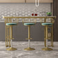 Glam Style Bar Table Artificial Marble Pub Table with Shelf for Dining Room, Only Table 78.7"L x 15.7"W x 41.3"H Without Chairs Clearhalo 'Bar Furniture' 'Bar Tables' 'bar_tables' 'furn' 'furn_bar_tables' 'Furniture' 'furniture_bar_tables' 'Kitchen & Dining Furniture' 4401316