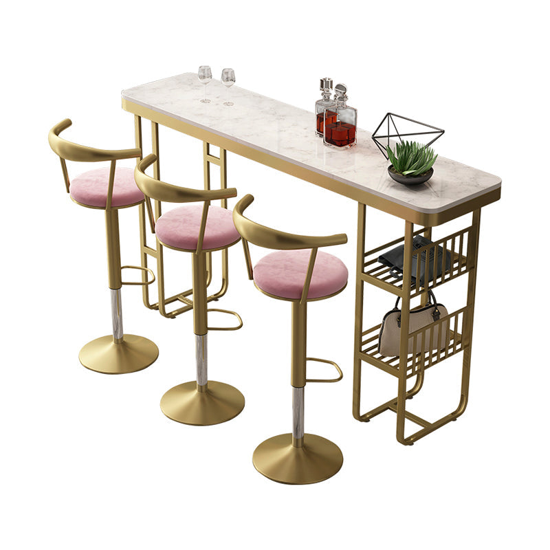 Glam Style Bar Table Artificial Marble Pub Table with Shelf for Dining Room, Only Table Without Chairs Clearhalo 'Bar Furniture' 'Bar Tables' 'bar_tables' 'furn' 'furn_bar_tables' 'Furniture' 'furniture_bar_tables' 'Kitchen & Dining Furniture' 4401318