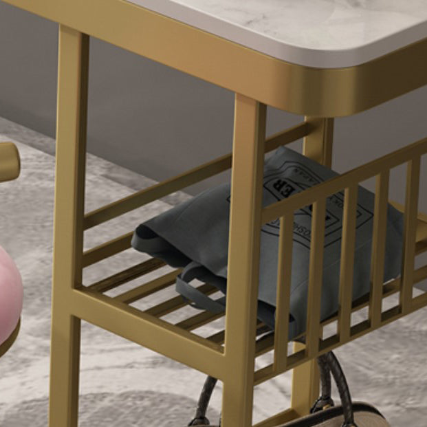 Glam Style Bar Table Artificial Marble Pub Table with Shelf for Dining Room, Only Table Clearhalo 'Bar Furniture' 'Bar Tables' 'bar_tables' 'furn' 'furn_bar_tables' 'Furniture' 'furniture_bar_tables' 'Kitchen & Dining Furniture' 4401319