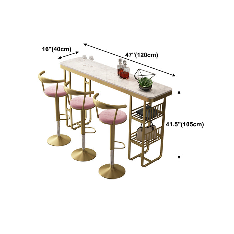 Glam Style Bar Table Artificial Marble Pub Table with Shelf for Dining Room, Only Table Clearhalo 'Bar Furniture' 'Bar Tables' 'bar_tables' 'furn' 'furn_bar_tables' 'Furniture' 'furniture_bar_tables' 'Kitchen & Dining Furniture' 4401321