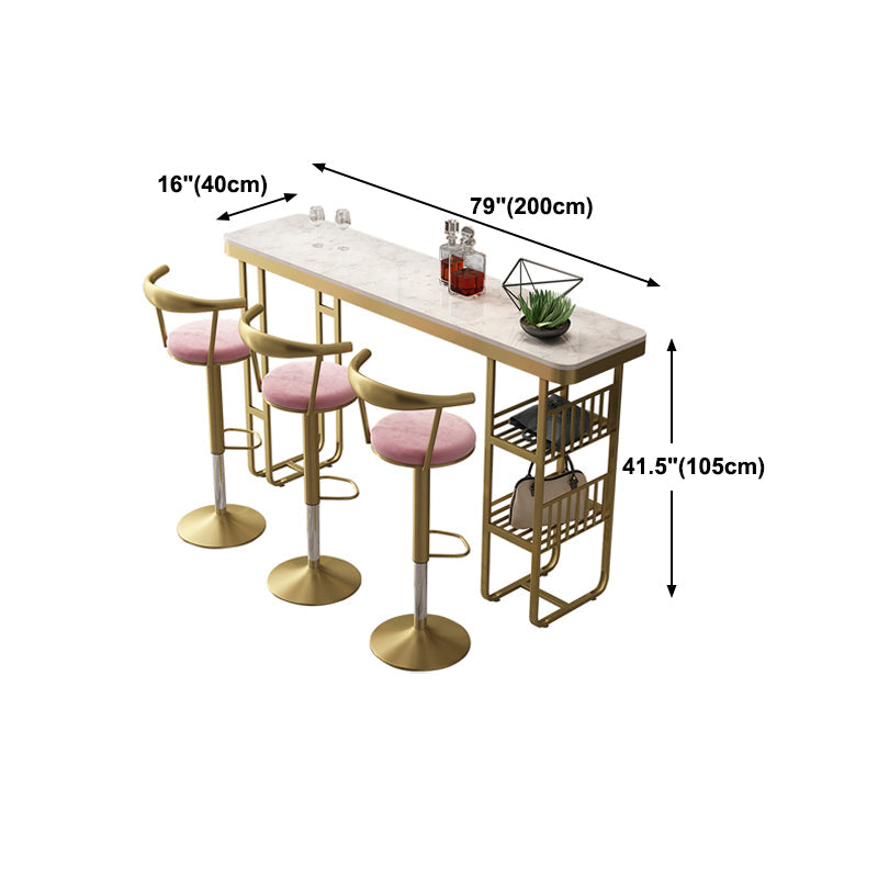 Glam Style Bar Table Artificial Marble Pub Table with Shelf for Dining Room, Only Table Clearhalo 'Bar Furniture' 'Bar Tables' 'bar_tables' 'furn' 'furn_bar_tables' 'Furniture' 'furniture_bar_tables' 'Kitchen & Dining Furniture' 4401325