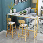 Glam Style Bar Table Artificial Marble Pub Table with Pedal for Dining Room 55.1"L x 15.7"W x 41.3"H Without Chairs Clearhalo 'Bar Furniture' 'Bar Tables' 'bar_tables' 'furn' 'furn_bar_tables' 'Furniture' 'furniture_bar_tables' 'Kitchen & Dining Furniture' 4401329