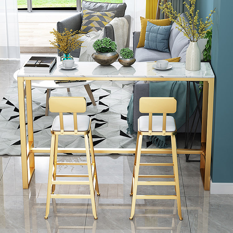 Glam Style Bar Table Artificial Marble Pub Table with Pedal for Dining Room 47.2"L x 15.7"W x 41.3"H Without Chairs Clearhalo 'Bar Furniture' 'Bar Tables' 'bar_tables' 'furn' 'furn_bar_tables' 'Furniture' 'furniture_bar_tables' 'Kitchen & Dining Furniture' 4401330