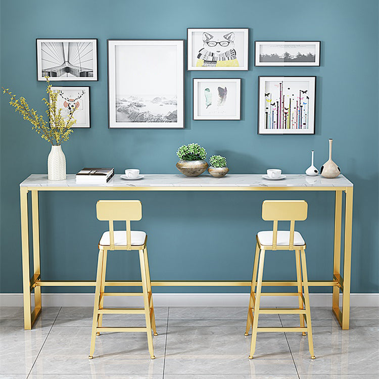 Glam Style Bar Table Artificial Marble Pub Table with Pedal for Dining Room Clearhalo 'Bar Furniture' 'Bar Tables' 'bar_tables' 'furn' 'furn_bar_tables' 'Furniture' 'furniture_bar_tables' 'Kitchen & Dining Furniture' 4401333