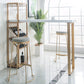 Glam Style Bar Table Wood Top Pub Table with Wine Cabinet for Dining Room 86.6"L x 15.7"W x 41.3"H Gold Without Chairs Clearhalo 'Bar Furniture' 'Bar Tables' 'bar_tables' 'furn' 'furn_bar_tables' 'Furniture' 'furniture_bar_tables' 'Kitchen & Dining Furniture' 4401340