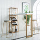Glam Style Bar Table Wood Top Pub Table with Wine Cabinet for Dining Room 78.7"L x 15.7"W x 41.3"H Gold Without Chairs Clearhalo 'Bar Furniture' 'Bar Tables' 'bar_tables' 'furn' 'furn_bar_tables' 'Furniture' 'furniture_bar_tables' 'Kitchen & Dining Furniture' 4401341