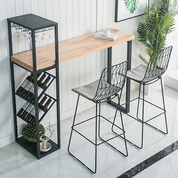 Glam Style Bar Table Wood Top Pub Table with Wine Cabinet for Dining Room Black Without Chairs Clearhalo 'Bar Furniture' 'Bar Tables' 'bar_tables' 'furn' 'furn_bar_tables' 'Furniture' 'furniture_bar_tables' 'Kitchen & Dining Furniture' 4401343
