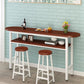 40-inch Height Bar Table Industrial Style Double-deck Wood Top Bar Table, Only Table White-Brown Without Chairs Clearhalo 'Bar Furniture' 'Bar Tables' 'bar_tables' 'furn' 'furn_bar_tables' 'Furniture' 'furniture_bar_tables' 'Kitchen & Dining Furniture' 4401358