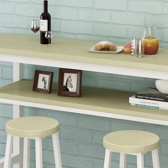 40-inch Height Bar Table Industrial Style Double-deck Wood Top Bar Table, Only Table Clearhalo 'Bar Furniture' 'Bar Tables' 'bar_tables' 'furn' 'furn_bar_tables' 'Furniture' 'furniture_bar_tables' 'Kitchen & Dining Furniture' 4401363