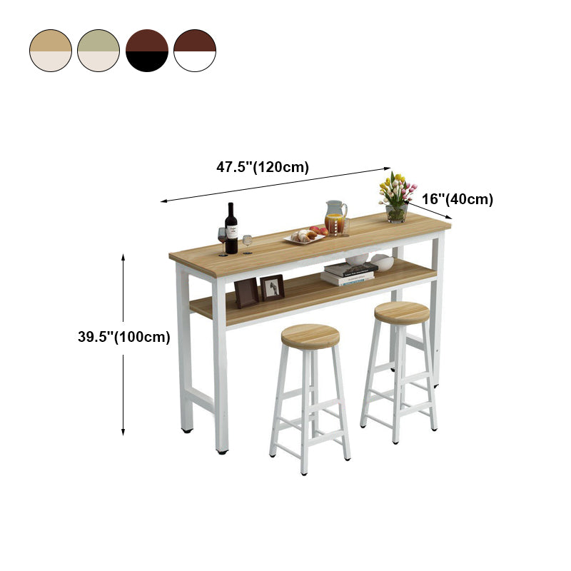 40-inch Height Bar Table Industrial Style Double-deck Wood Top Bar Table, Only Table Clearhalo 'Bar Furniture' 'Bar Tables' 'bar_tables' 'furn' 'furn_bar_tables' 'Furniture' 'furniture_bar_tables' 'Kitchen & Dining Furniture' 4401365