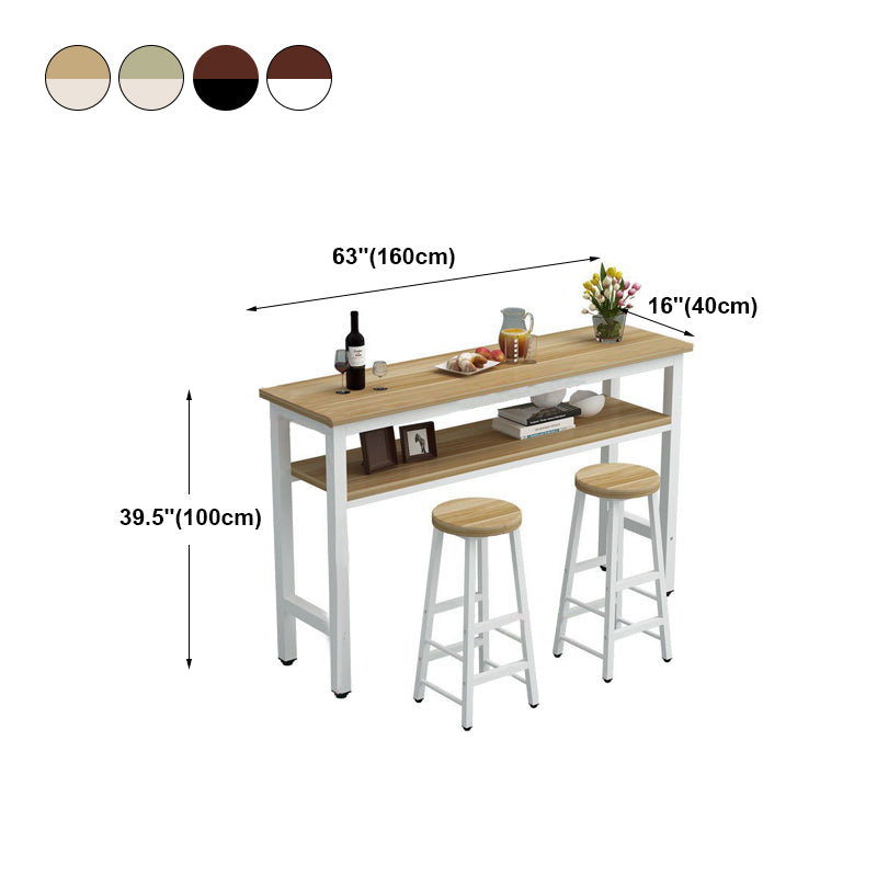 40-inch Height Bar Table Industrial Style Double-deck Wood Top Bar Table, Only Table Clearhalo 'Bar Furniture' 'Bar Tables' 'bar_tables' 'furn' 'furn_bar_tables' 'Furniture' 'furniture_bar_tables' 'Kitchen & Dining Furniture' 4401367