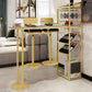 Glam Style Bar Table Stone Top Pub Table with Wine Cabinet for Dining Room 47.2"L x 15.7"W x 41.3"H Without Chairs Clearhalo 'Bar Furniture' 'Bar Tables' 'bar_tables' 'furn' 'furn_bar_tables' 'Furniture' 'furniture_bar_tables' 'Kitchen & Dining Furniture' 4401371