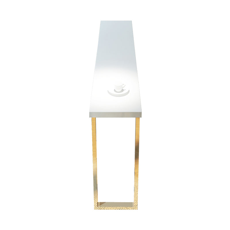 Rectangle White Top Counter Table Metal Legs Glam Style Bar Table, Only Table 39.4"L x 15.7"W x 41.3"H Without Chairs Clearhalo 'Bar Furniture' 'Bar Tables' 'bar_tables' 'furn' 'furn_bar_tables' 'Furniture' 'furniture_bar_tables' 'Kitchen & Dining Furniture' 4401386