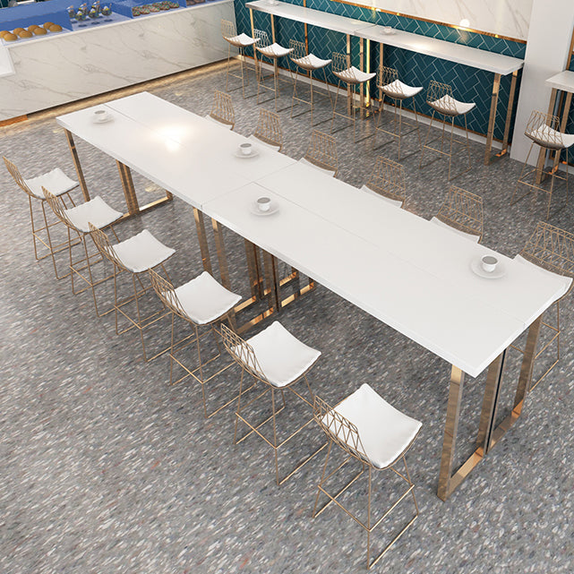 Rectangle White Top Counter Table Metal Legs Glam Style Bar Table, Only Table Clearhalo 'Bar Furniture' 'Bar Tables' 'bar_tables' 'furn' 'furn_bar_tables' 'Furniture' 'furniture_bar_tables' 'Kitchen & Dining Furniture' 4401389