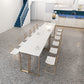 Rectangle White Top Counter Table Metal Legs Glam Style Bar Table, Only Table Clearhalo 'Bar Furniture' 'Bar Tables' 'bar_tables' 'furn' 'furn_bar_tables' 'Furniture' 'furniture_bar_tables' 'Kitchen & Dining Furniture' 4401390