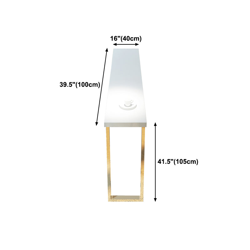Rectangle White Top Counter Table Metal Legs Glam Style Bar Table, Only Table Clearhalo 'Bar Furniture' 'Bar Tables' 'bar_tables' 'furn' 'furn_bar_tables' 'Furniture' 'furniture_bar_tables' 'Kitchen & Dining Furniture' 4401392